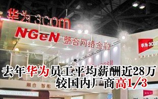 去年华为员工平均薪酬近28万 较国内厂商高1/3
