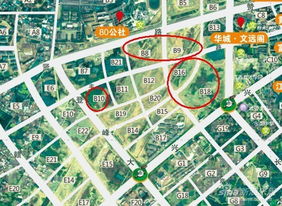 B10，B8、B9，B16、B18地块位置示意图