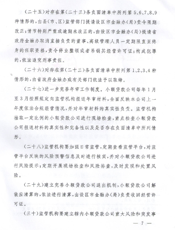 关于促进小额贷款公司健康发展的若干意见